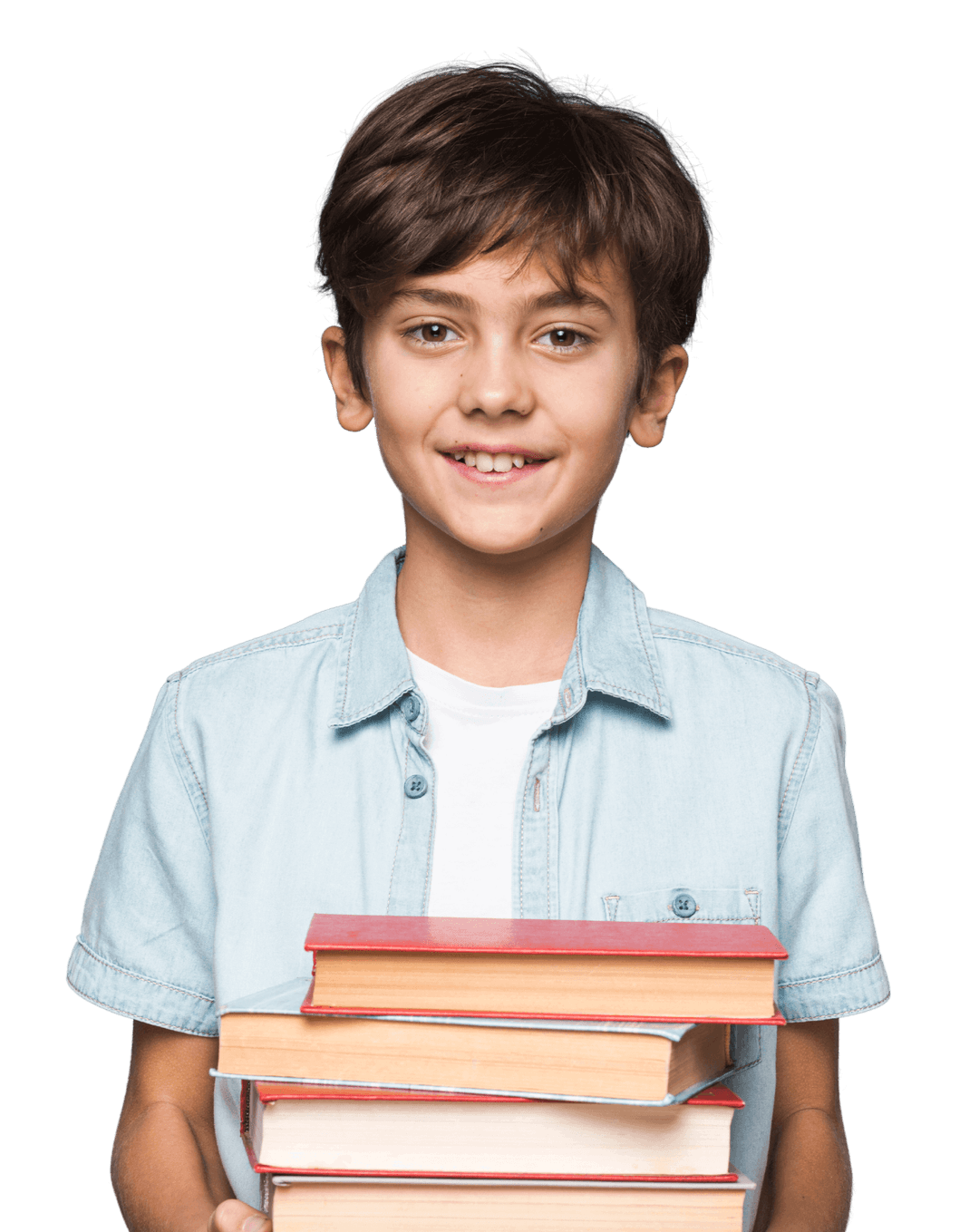 Child holding books